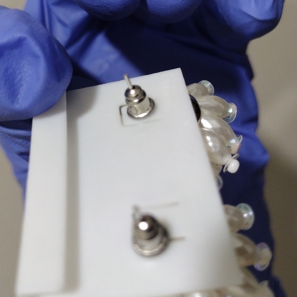 Women's Stunning White Cluster Circle Design Stud Earrings - 1.25 in diameter - Picture 4 of 5